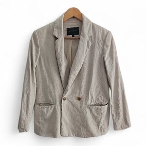 Banana Republic Linen Blend Blazer 6P Neutral Tailored Jacket Capsule Wardrobe